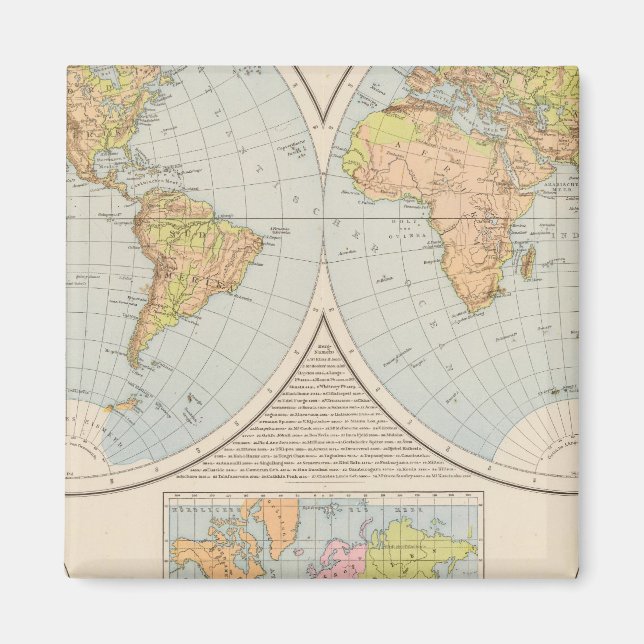 Imán Mapa mundial de W, E Halbkugel (Frente)