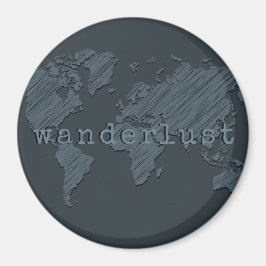 Imán Mapa mundial de Wanderlust | Gris Gunmetal