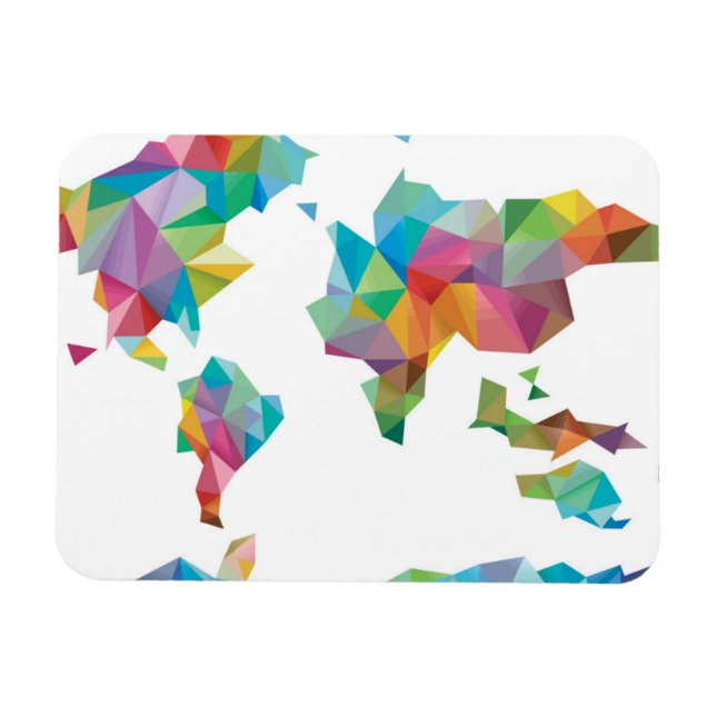 Imán Mapa mundial hecho de formas geométricas (Horizontal)