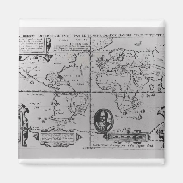 Imán Mapa mundial que detalla las expediciones (Frente)