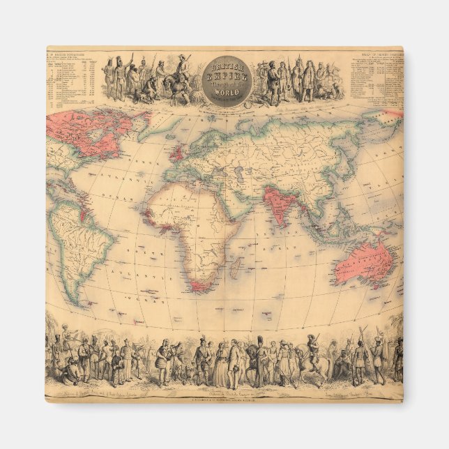 Imán Mapa mundial que muestra el Imperio Británico (Frente)