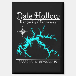 Imán Mapa Náutico del Lago Dale Hollow Kentucky Tenness