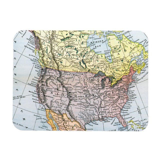 IMÁN MAPA: NORTEAMÉRICA, 1890 (Horizontal)