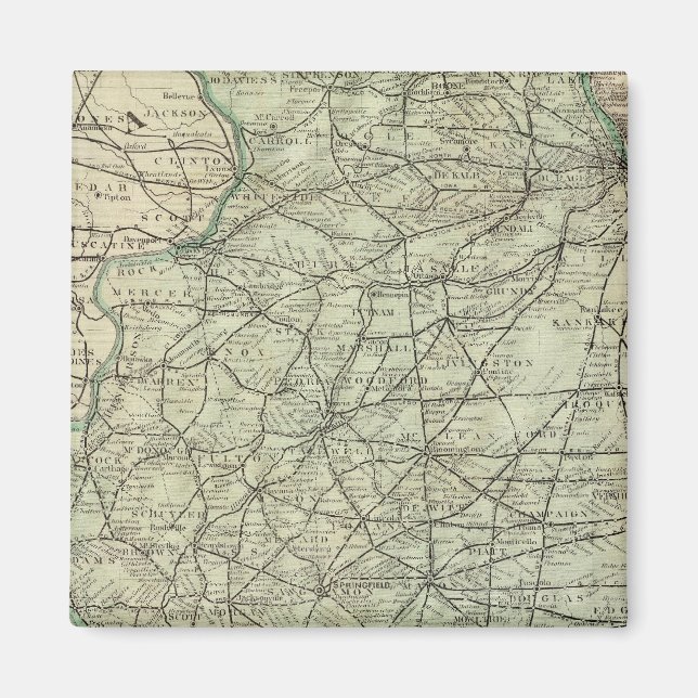 Imán Mapa oficial del ferrocarril de Illinois (Frente)