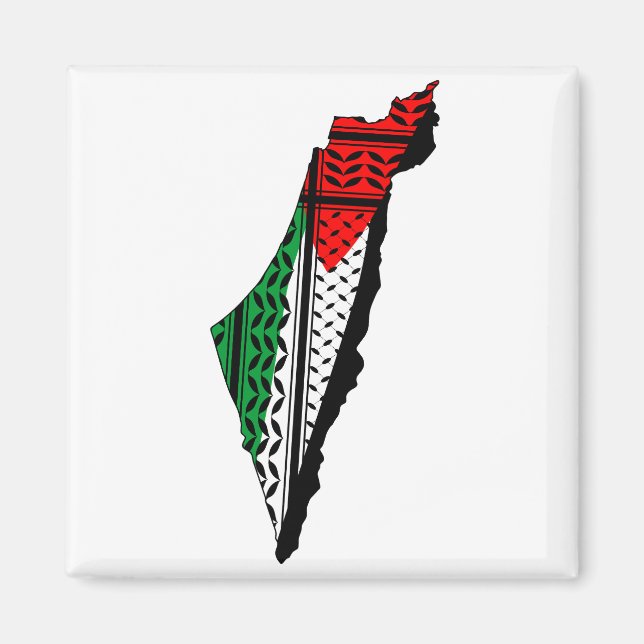 Imán Mapa palestino con bandera y patrón de Keffiyeg (Frente)