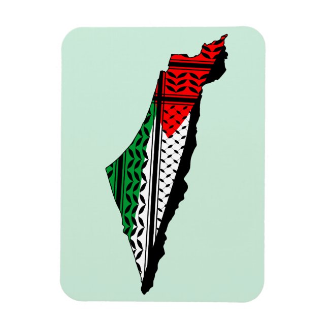 Imán Mapa palestino con bandera y patrón de Keffiyeg (Vertical)