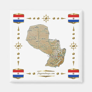 Imán Mapa Paraguay + Magnate de banderas
