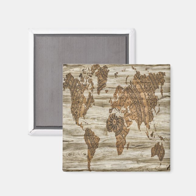 Imán Mapa pardo de la huella mundial (Anverso/Reverso)