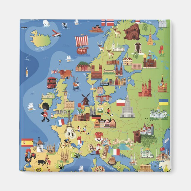 Imán Mapa personalizado de Europa (Frente)