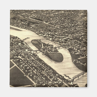 Imán Mapa pictórico vintage de Aurora Illinois (1882)