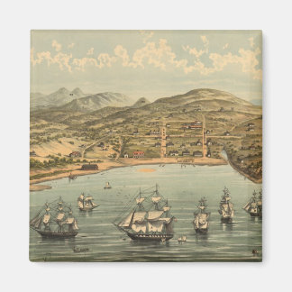 Imán Mapa pictórico vintage de San Francisco (1884)