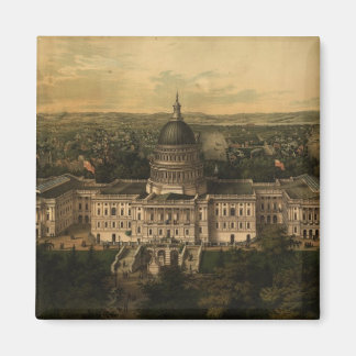 Imán Mapa pictórico vintage de Washington D.C. (1857)