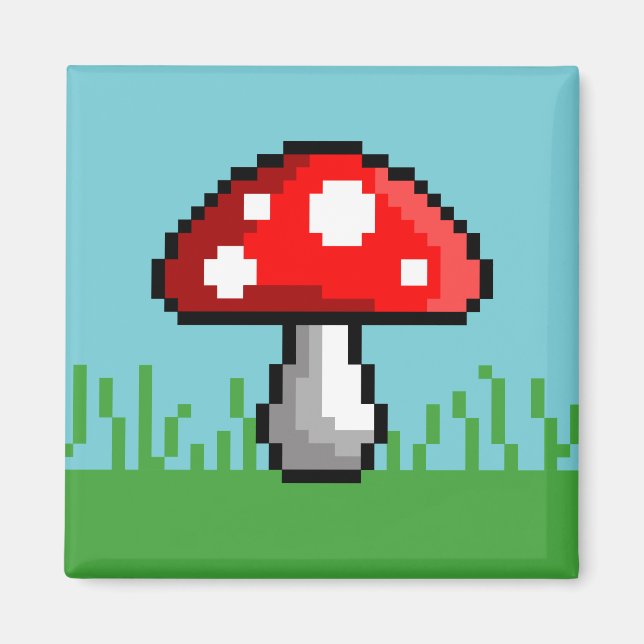 Imán Mapa Pixel Mushroom Meadow (Frente)