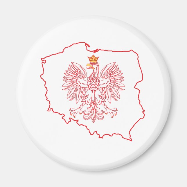 Imán Mapa polaco rojo con águila (Frente)