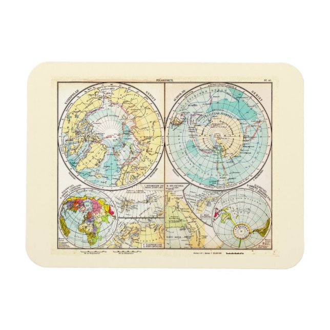 Imán Mapa polar en alemán (Horizontal)
