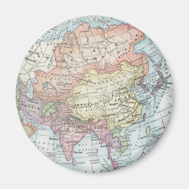 Imán Mapa político de Asia (1916) (Frente)