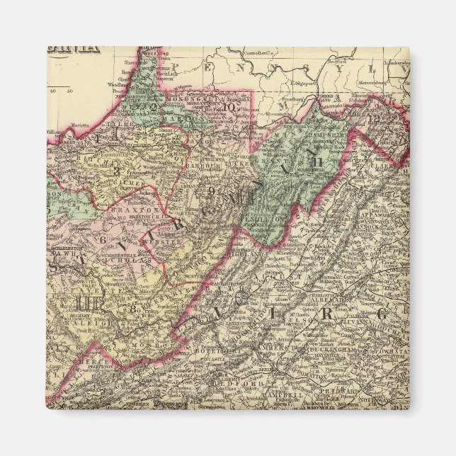 Imán Mapa político de Virginia Occidental (Frente)