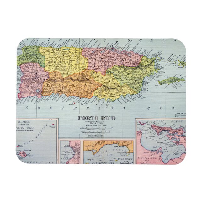 IMÁN MAPA: PUERTO RICO, 1900 (Horizontal)