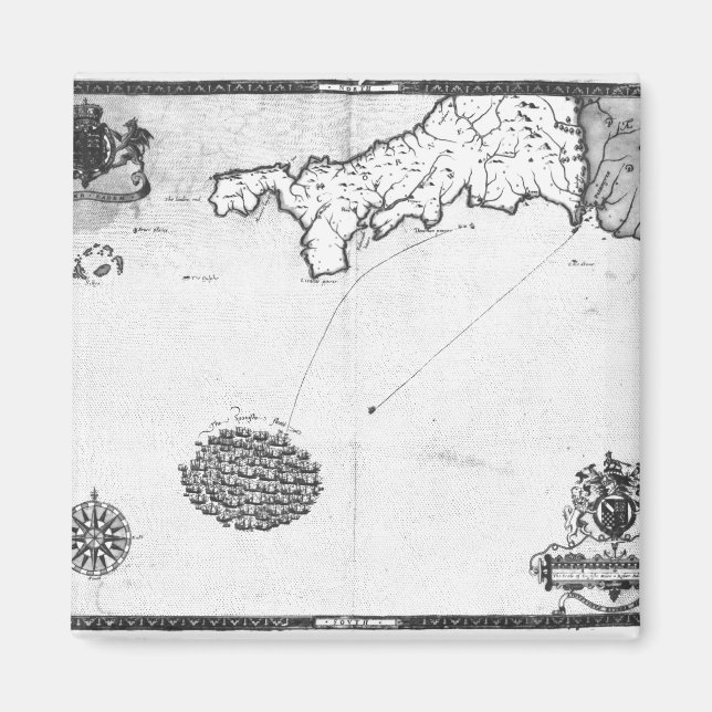 Imán Mapa que muestra la ruta de la flota Armada (Frente)