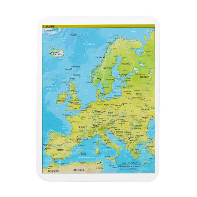 Imán Mapa regional geopolítico de Europa (Vertical)