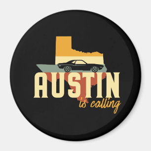 Imán Mapa retro de la ciudad de Austin Tejas TX los