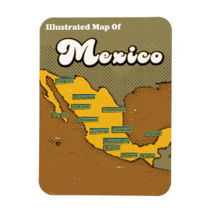 Imán Mapa retro de México