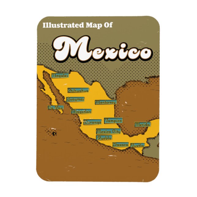 Imán Mapa retro de México (Vertical)