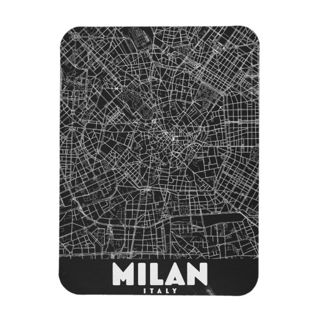 Imán Mapa Retro de Milán Italia (Vertical)