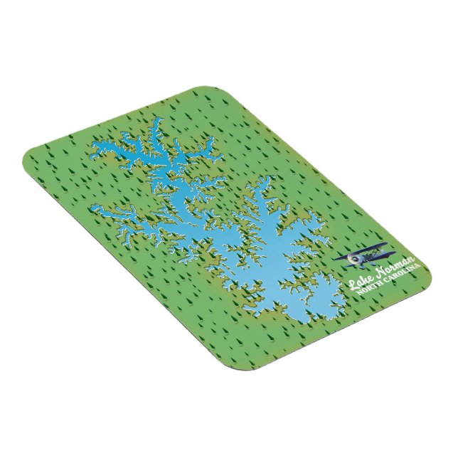 Imán Mapa retro del lago Norman Carolina del Sur (Lado Derecho)