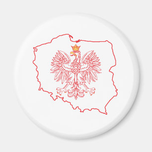 Imán Mapa Roja de Polonia con Águila