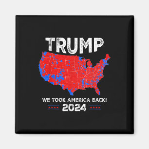 Imán Mapa Rojo Y Azul Patriótico, Donald Trump, Ganamos