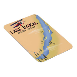 Imán Mapa ruso del poster del viaje del lago Baikal