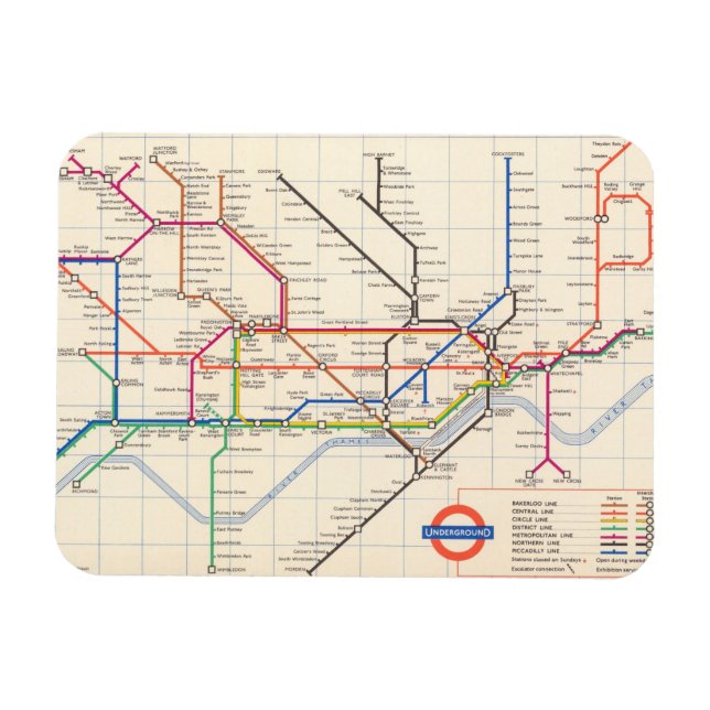 Imán Mapa subterráneo de Londres (Horizontal)