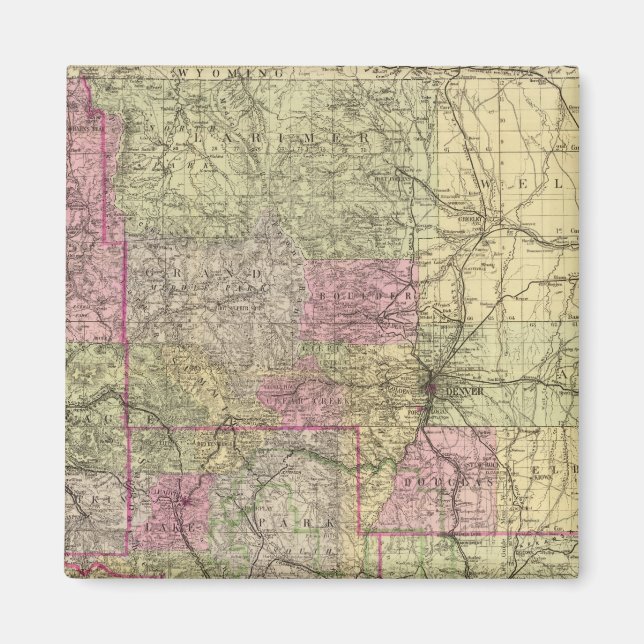 Imán Mapa topográfico de Nell en Colorado (Frente)