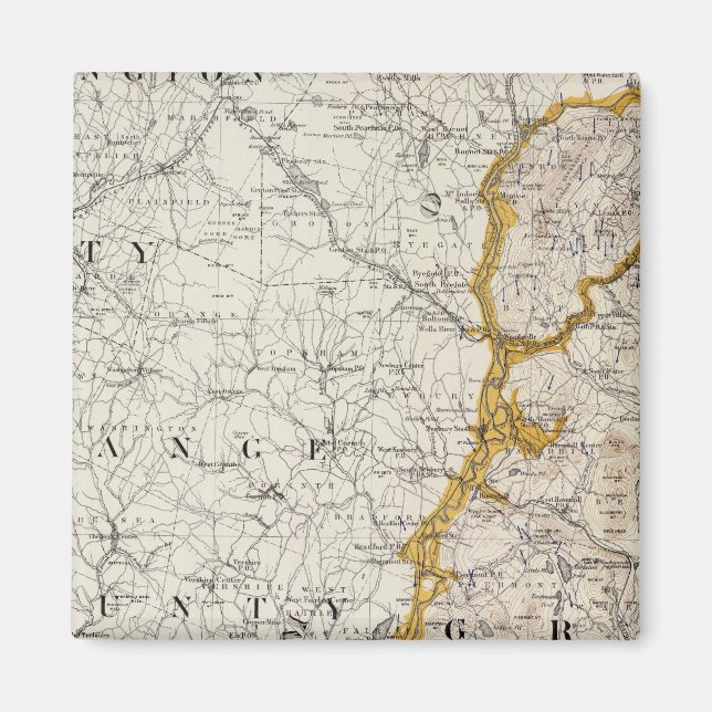Imán Mapa topográfico y glaciar de New Hampshire 2 (Frente)