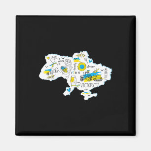 Imán Mapa Ucrania - Emblema nacional ucraniano - Ucrani