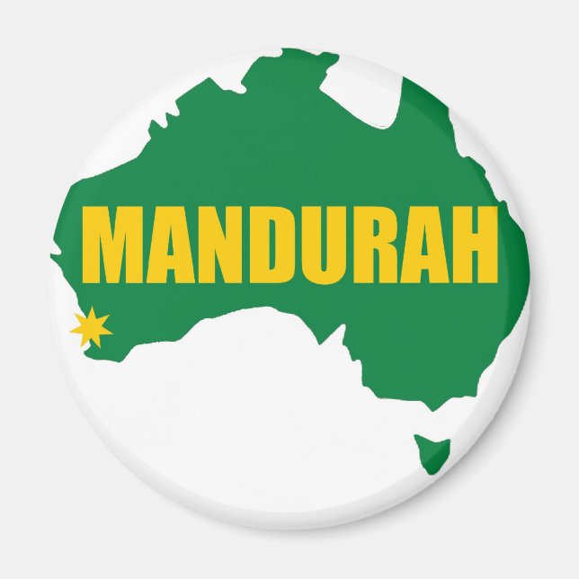 Imán Mapa Verde y Oro de Mandurah (Frente)