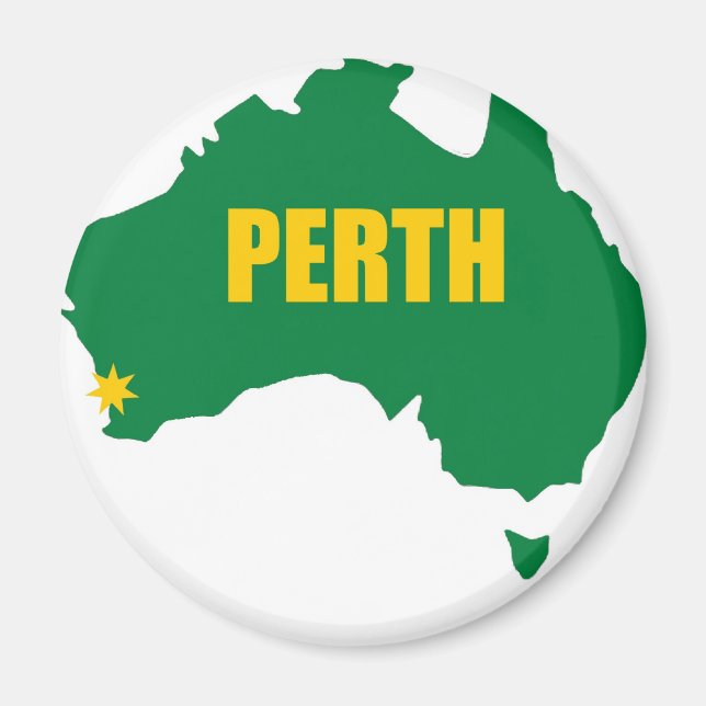 Imán Mapa Verde y Oro de Perth (Frente)