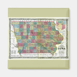 Imán Mapa viejo 1856 de Iowa