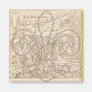 Imán Mapa viejo de New Orleans con Fleur