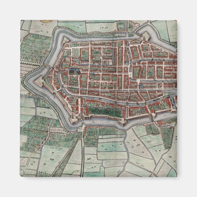 Imán Mapa vintage de Alkmaar (Frente)