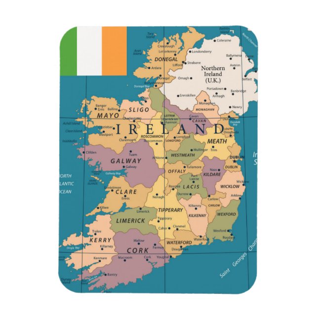 Imán Mapa vintage de Irlanda (Vertical)