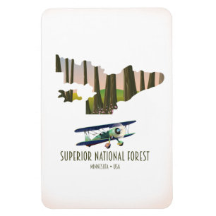 Imán Mapa vintage del bosque nacional Superior Minnesot