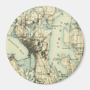 Imán Mapa Vintage Seattle
