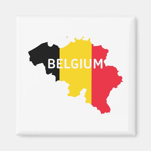 Imán Mapa y bandera de Bélgica (Frente)