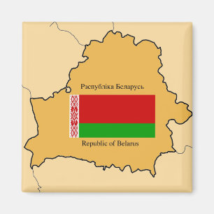 Imán Mapa y bandera de Bielorrusia