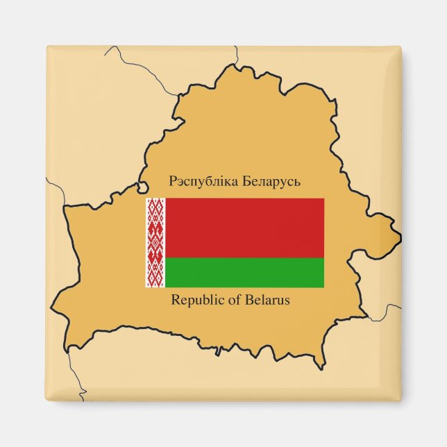 Imán Mapa y bandera de Bielorrusia (Frente)