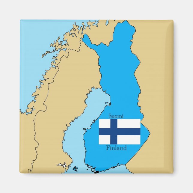 Imán Mapa y bandera de Finlandia (Frente)