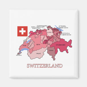 Imán Mapa y bandera de Suiza