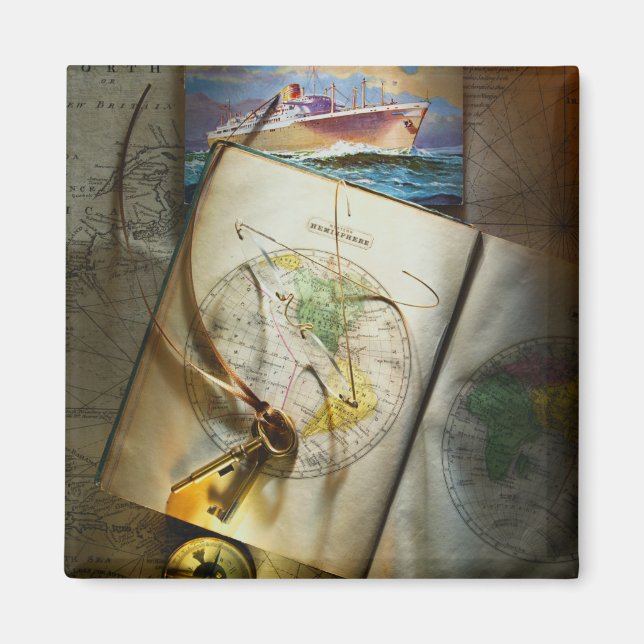 Imán Mapa y brújula (Frente)